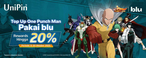 Top Up One Punch Man di UniPin pakai blu, Bisa dapat Rewards 20%